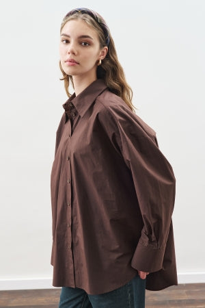Oversized Statement Shirt Dark Brown