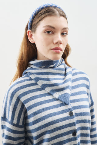 Striped Cardigan With Scarf Detail Indigo