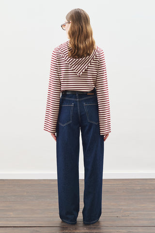 Striped T-Shirt With Scarf Detail Burgundy