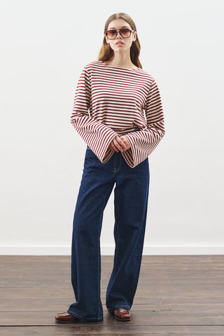 Striped T-Shirt With Scarf Detail Burgundy