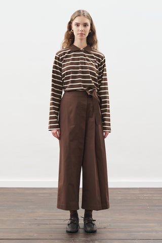 Striped Polo T-Shirt Brown