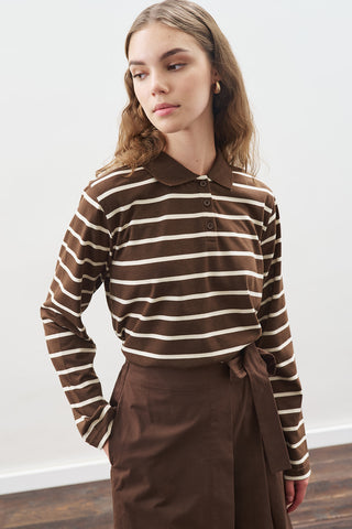 Striped Polo T-Shirt Brown