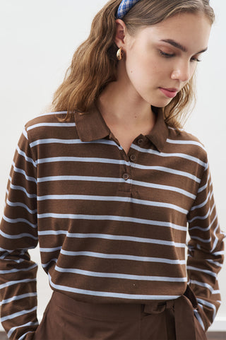 Striped Polo T-Shirt Blue