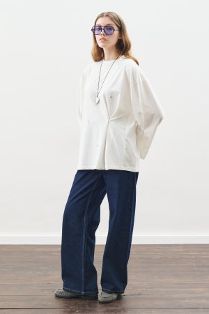 Snap Detail T-Shirt Ecru