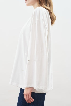 Snap Detail T-Shirt Ecru