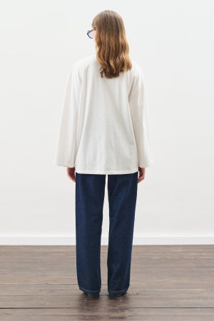 Snap Detail T-Shirt Ecru