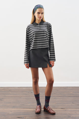 Striped Polo T-Shirt Anthracite