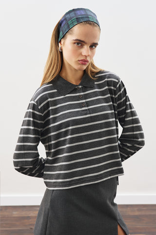 Striped Polo T-Shirt Anthracite