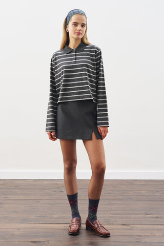 Striped Polo T-Shirt Anthracite