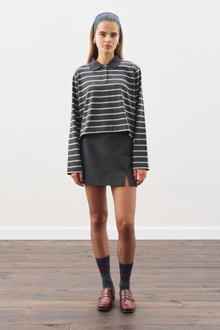 Striped Polo T-Shirt Anthracite