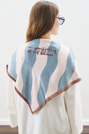 Patterned Mid Size Satin Scarf Dream