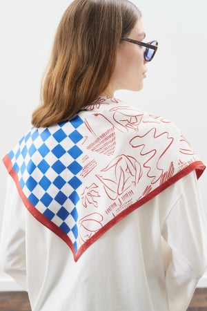 Patterned Mid Size Satin Scarf Divine