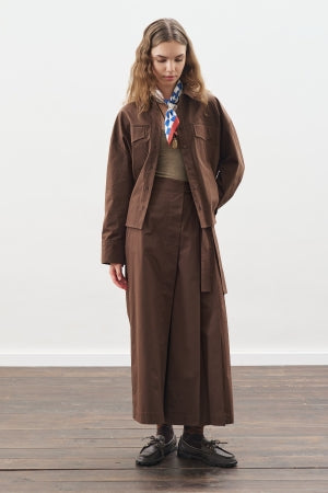 Stitch Detail Bomber Shirt Brown