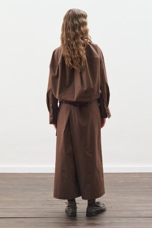 Stitch Detail Bomber Shirt Brown