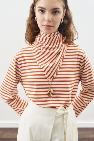 Striped T-Shirt With Scarf Detail Tile