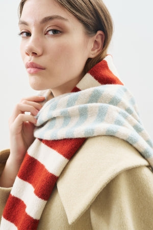 Striped Long Scarf Blue