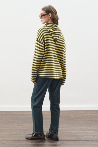 ATKI DETAYLI ÇİZGİLİ HIRKA YEŞİL