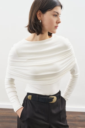 Ruched Detail Blouse Ecru