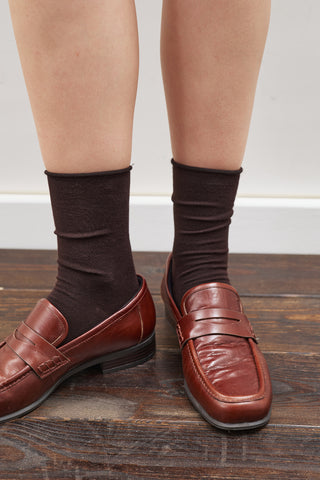 Seamless Ankle Socks Brown