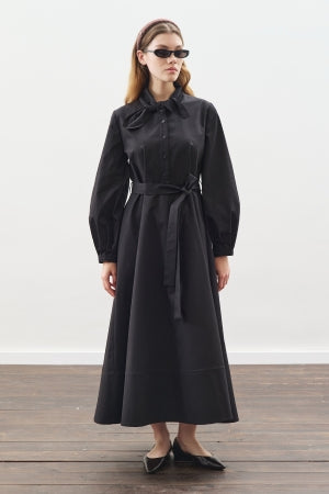 Tie Neck Dress Black