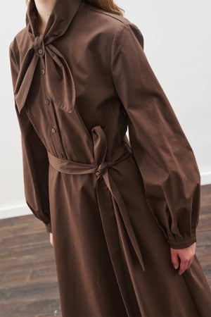 Tie Neck Dress Brown