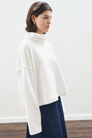 Oversized High Neck Sweatshirt Ecru