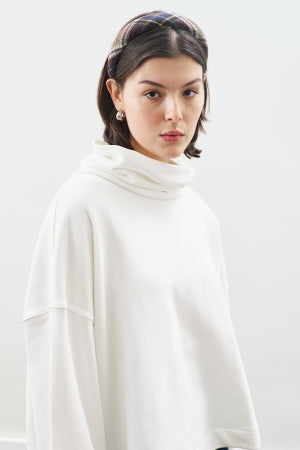 Oversized High Neck Sweatshirt Ecru