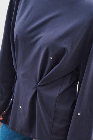 Snap Detail T-Shirt Navy Blue