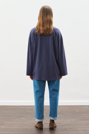 Snap Detail T-Shirt Navy Blue