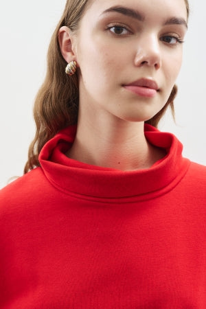 Oversized High Neck Sweatshirt Red
