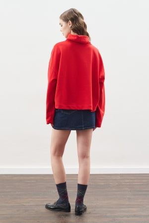 Oversized High Neck Sweatshirt Red