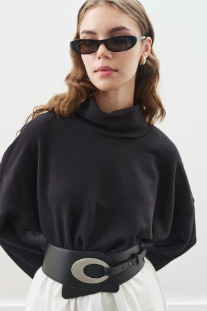 Oversized High Neck Sweatshirt Black