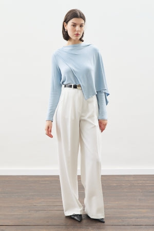 Drape Blouse With Scarf Detail Blue