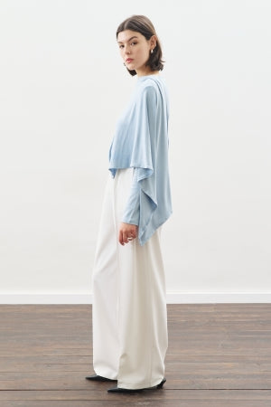 Drape Blouse With Scarf Detail Blue