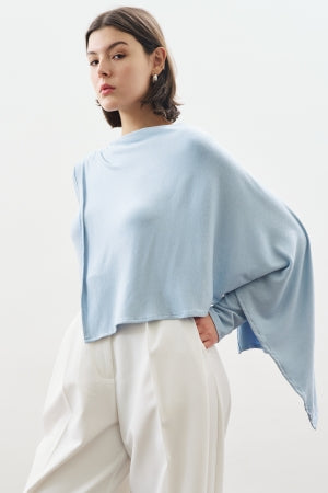Drape Blouse With Scarf Detail Blue