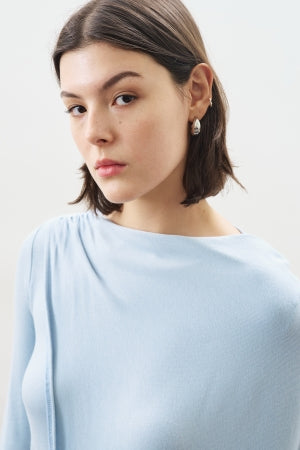 Drape Blouse With Scarf Detail Blue