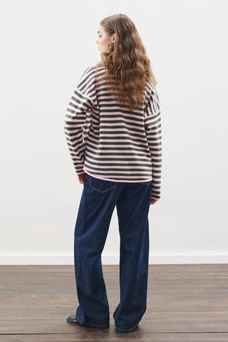 Striped Cardigan With Scarf Detail Pink