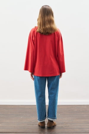 Snap Detail T-Shirt Red