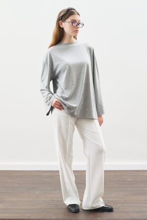 Snap Detail T-Shirt Grey Melange