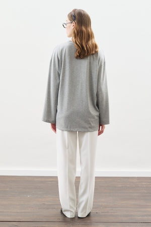 Snap Detail T-Shirt Grey Melange