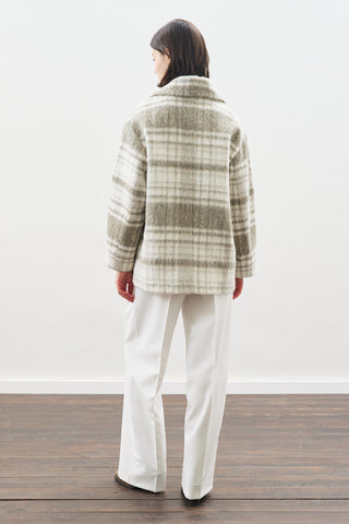 Checked Wool Coat Beige