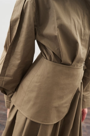 Pleated Belted Dress Khaki