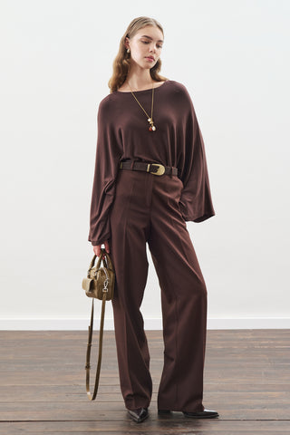 Cape-Style Blouse Dark Brown
