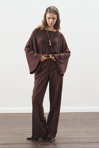 Cape-Style Blouse Dark Brown