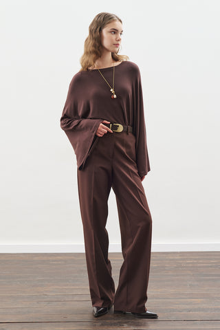 Cape-Style Blouse Dark Brown