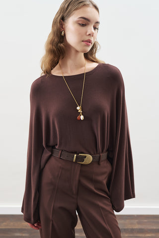 Cape-Style Blouse Dark Brown