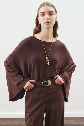 Cape-Style Blouse Dark Brown