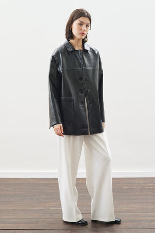 KLASİK KESİM DERİ CEKET SİYAH