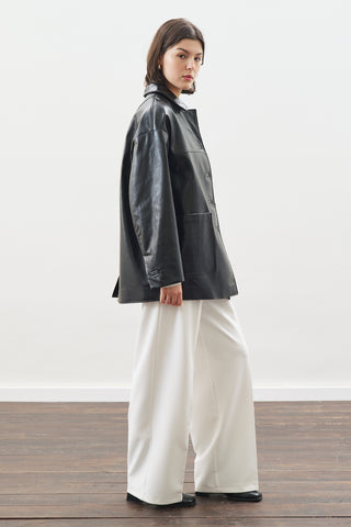 KLASİK KESİM DERİ CEKET SİYAH