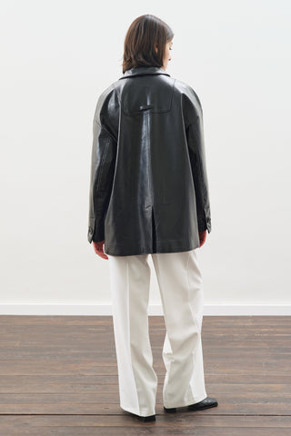 KLASİK KESİM DERİ CEKET SİYAH